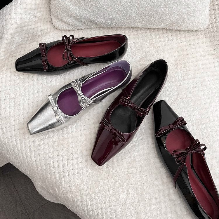 Damen Glänzende Pumps mit elegantem Schleifendetail und modernem Schnitt