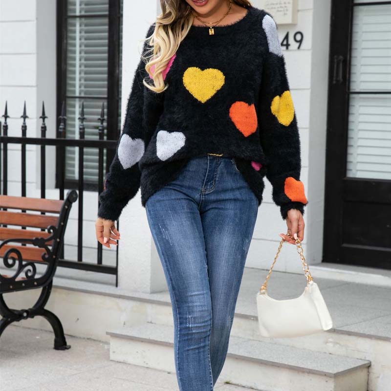 R&B | Strickpullover Mit Süßem Herzmuster