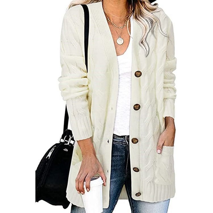 Damen Strickjacke mit Zopfdesign und praktischen Taschen R&B
