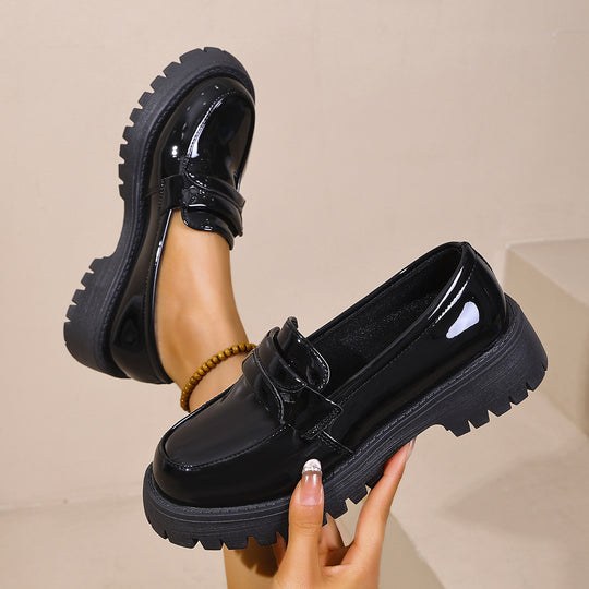 Damen Modische Leder-Mokassins mit rutschfester Profilsohle R&B
