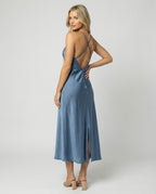 Damen Maxikleid mit V-Ausschnitt und Knopfleiste