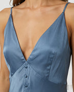 Damen Maxikleid mit V-Ausschnitt und Knopfleiste