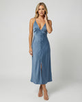 Damen Maxikleid mit V-Ausschnitt und Knopfleiste