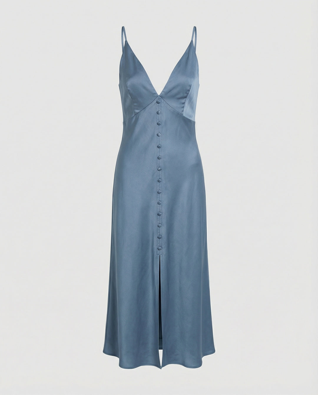Damen Maxikleid mit V-Ausschnitt und Knopfleiste