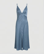 Damen Maxikleid mit V-Ausschnitt und Knopfleiste