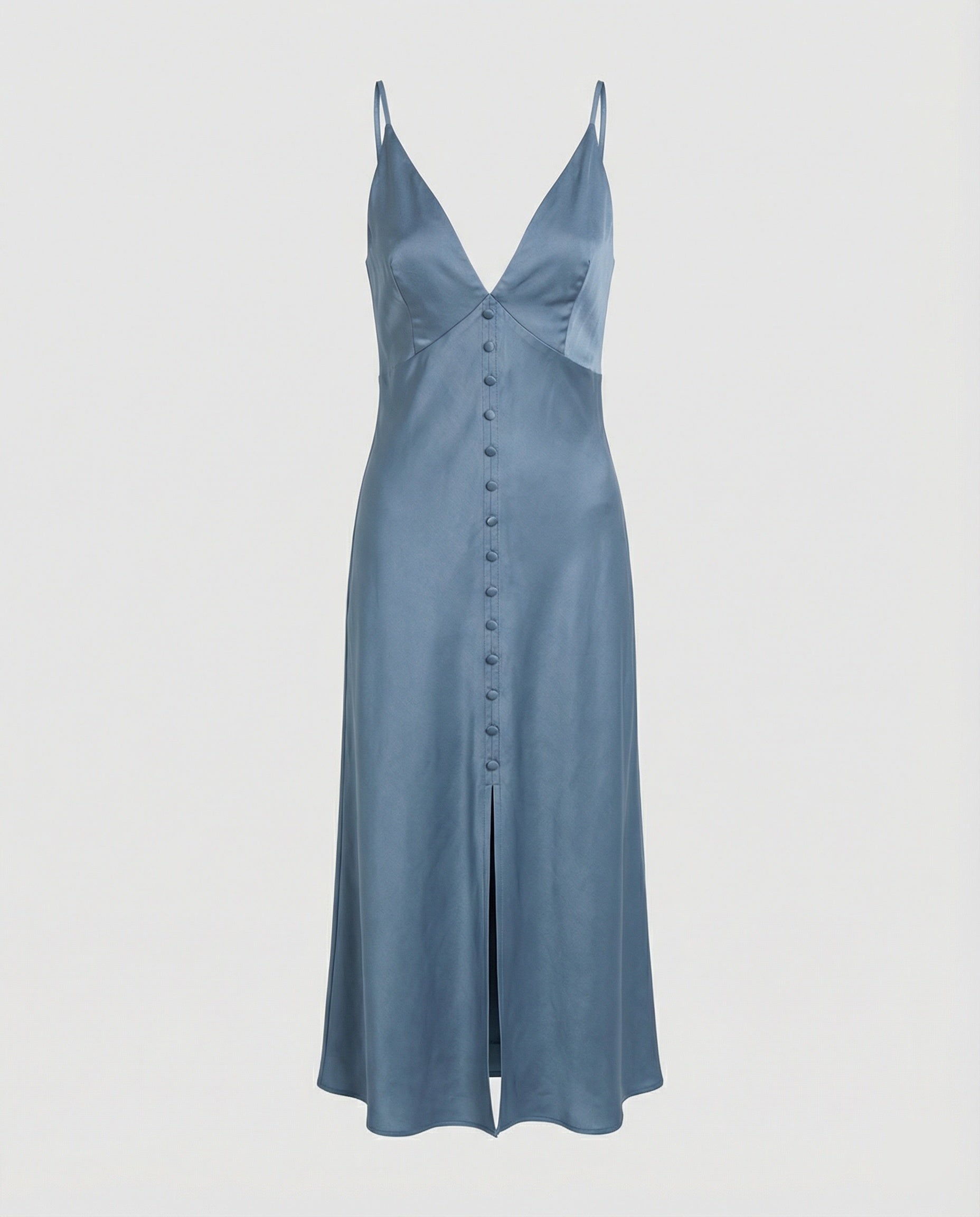Damen Maxikleid mit V-Ausschnitt und Knopfleiste