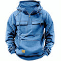 Herren Utility Hoodie mit aufgesetzten Taschen und halbem Reißverschluss