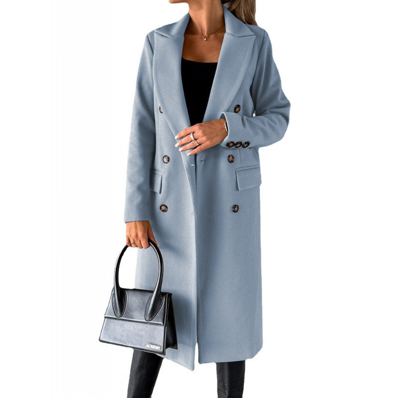 Damen Eleganter Doppelreihiger Mantel mit hochmodernem Schnitt R&B