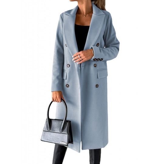 Damen Eleganter Doppelreihiger Mantel mit hochmodernem Schnitt R&B