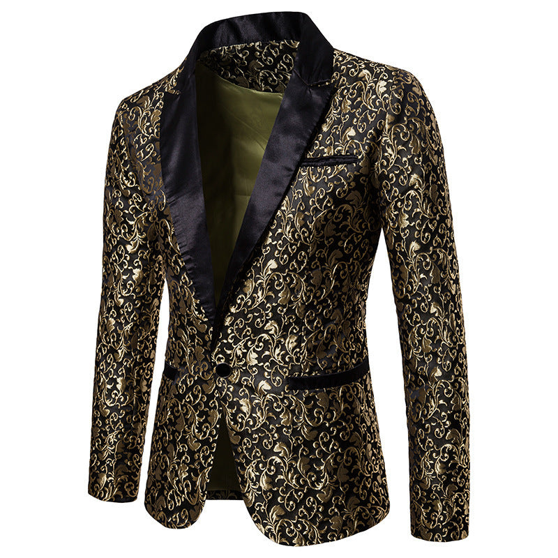 Herren eleganter Samtblazer mit kunstvollem Muster R&B