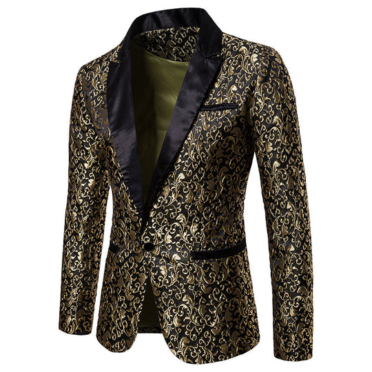 Herren eleganter Samtblazer mit kunstvollem Muster R&B