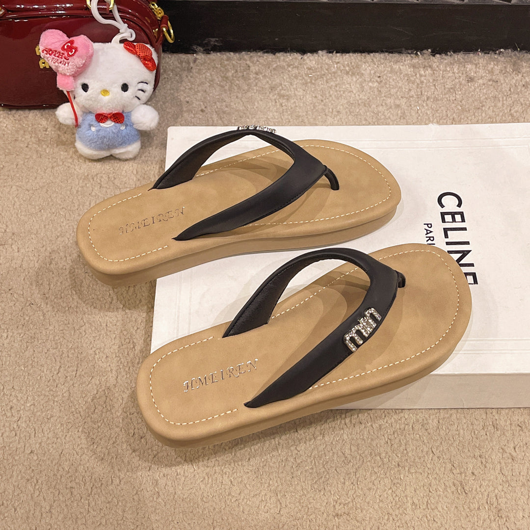 Damen modische Flip-Flops mit funkelndem Riemen und weichem Fußbett R&B