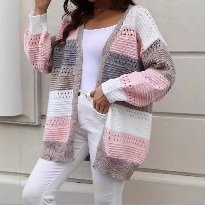 Damen modische Strickjacke mit einzigartigem Muster und lässigem Schnitt R&B