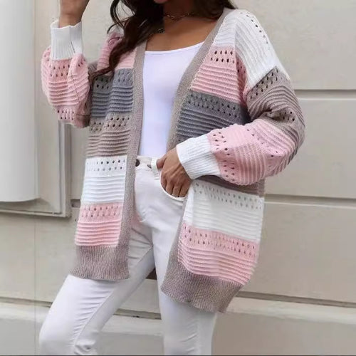 Damen modische Strickjacke mit einzigartigem Muster und lässigem Schnitt R&B