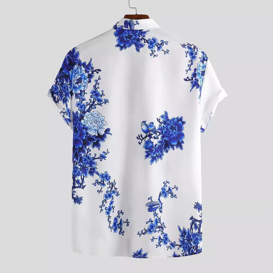Herren Kurzarmhemd mit elegantem floralem Druck und hochwertigem Material R&B