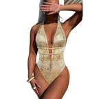 Damen Hochgeschnittener Cut-Out Badeanzug mit glamourösem Design R&B