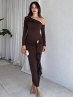 Damen elegantes Wickelkleid mit asymmetrischem Design und raffinierten Drapierungen R&B