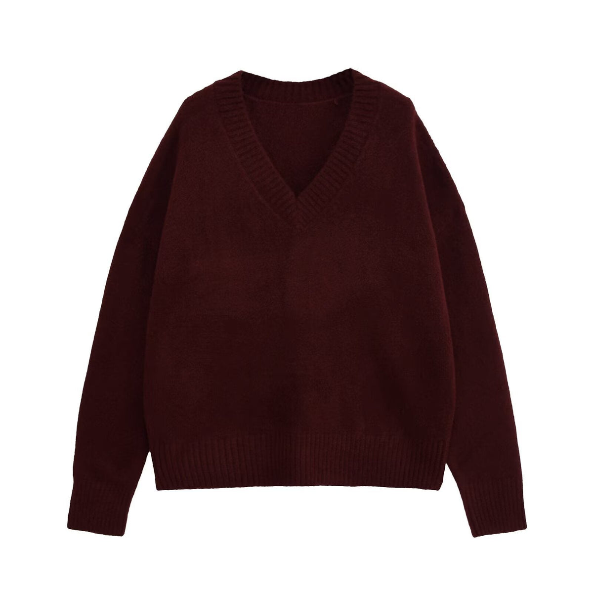 Damen V-Ausschnitt Strickpullover R&B