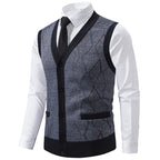 Herren modische Strickweste mit raffinierten Mustern und praktischen Taschen R&B