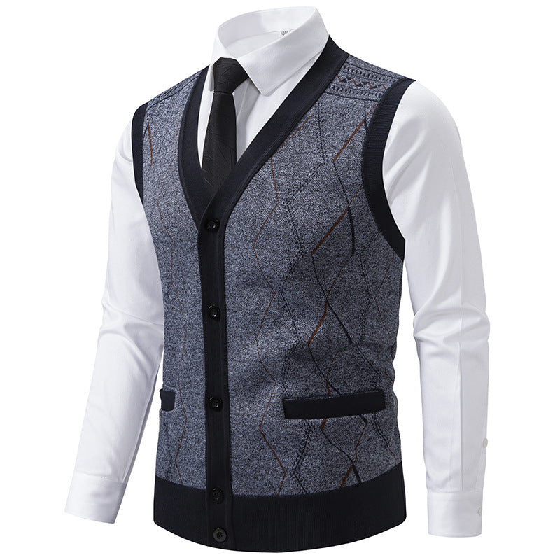 Herren modische Strickweste mit raffinierten Mustern und praktischen Taschen R&B
