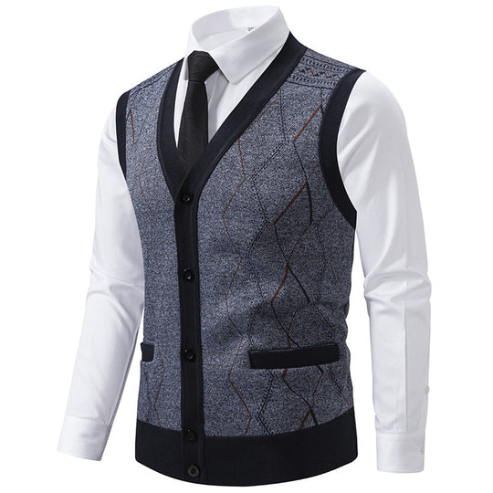 Herren modische Strickweste mit raffinierten Mustern und praktischen Taschen R&B