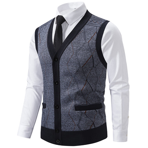 Herren modische Strickweste mit raffinierten Mustern und praktischen Taschen R&B