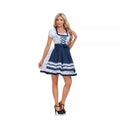 Damen nan kurzes traditionelles Dirndl mit Schnürung Spitzenbesatz Puffärmel und Schürze R&B