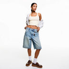 Damen Denim-Shorts mit lässigem Schnitt und mittlerer Leibhöhe R&B