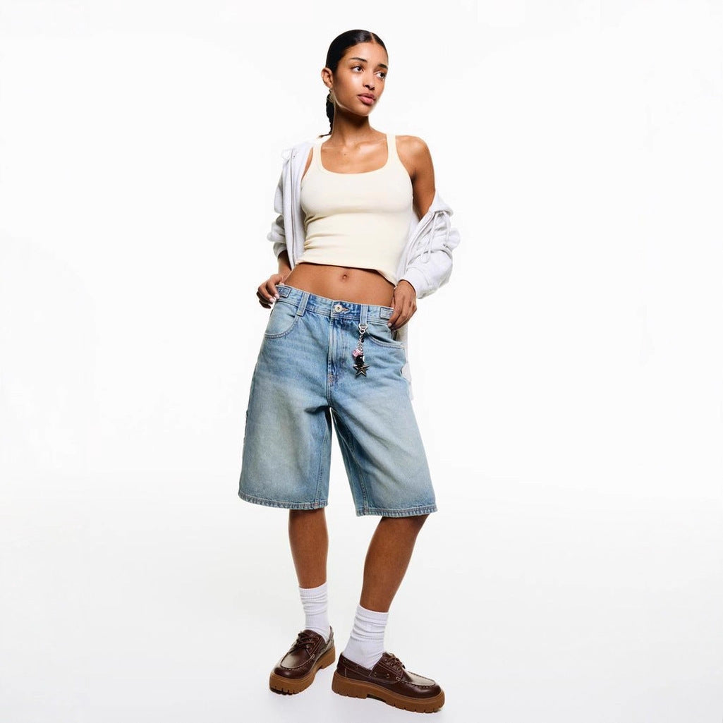 Damen Denim-Shorts mit lässigem Schnitt und mittlerer Leibhöhe R&B