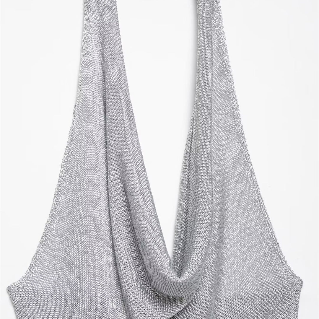 Damen Haltertop mit elegantem Wasserfallausschnitt und figurumspielendem Schnitt R&B