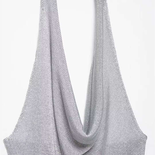 Damen Haltertop mit elegantem Wasserfallausschnitt und figurumspielendem Schnitt R&B