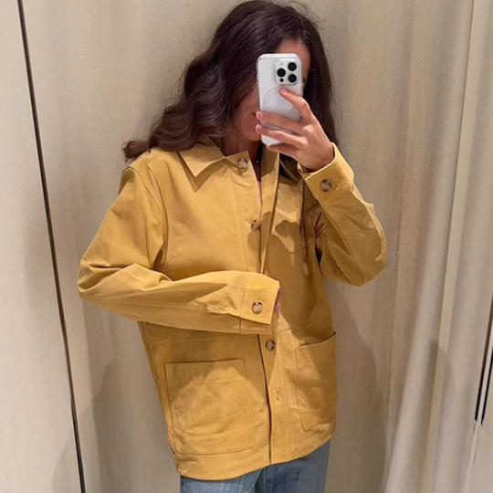 Damen modische Wildlederjacke mit praktischen Taschen R&B