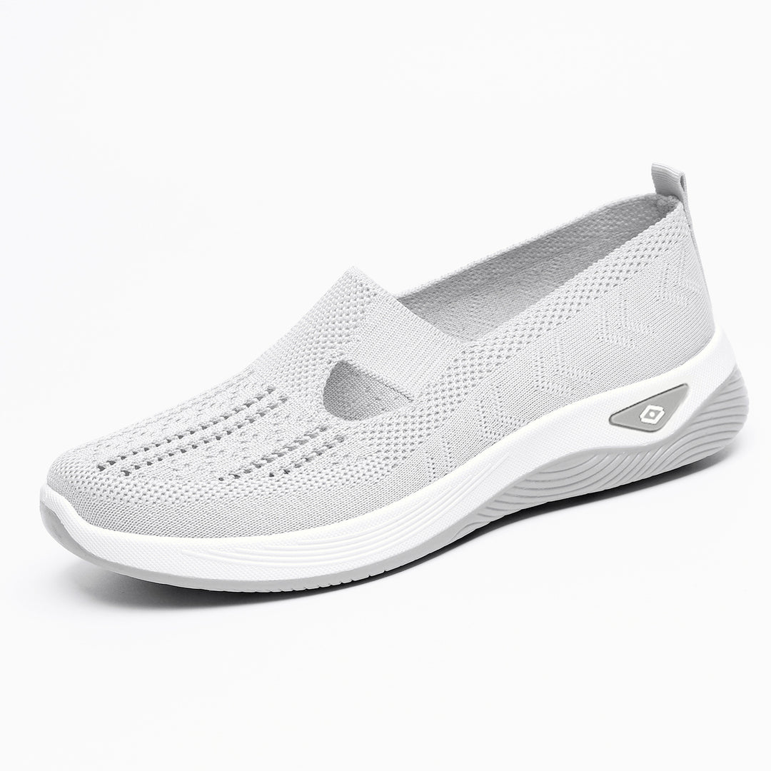 Damen Bequeme Slip-On Freizeitschuhe mit atmungsaktivem Strickoberteil R&B