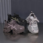 Damen modische Chunky Sneakers mit atmungsaktivem Mesh-Obermaterial und verstellbarem Schnürsystem R&B