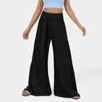Damen Weit geschnittene Palazzo-Hose mit eleganter Bindegürtel R&B