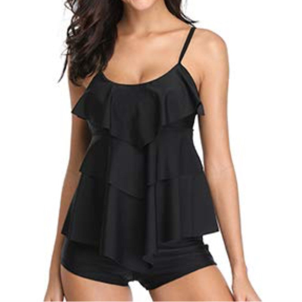 Damen Schwimmloche Tankini mit mehrlagigem Rüschendesign R&B