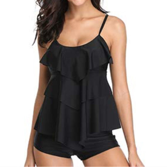 Damen Schwimmloche Tankini mit mehrlagigem Rüschendesign R&B