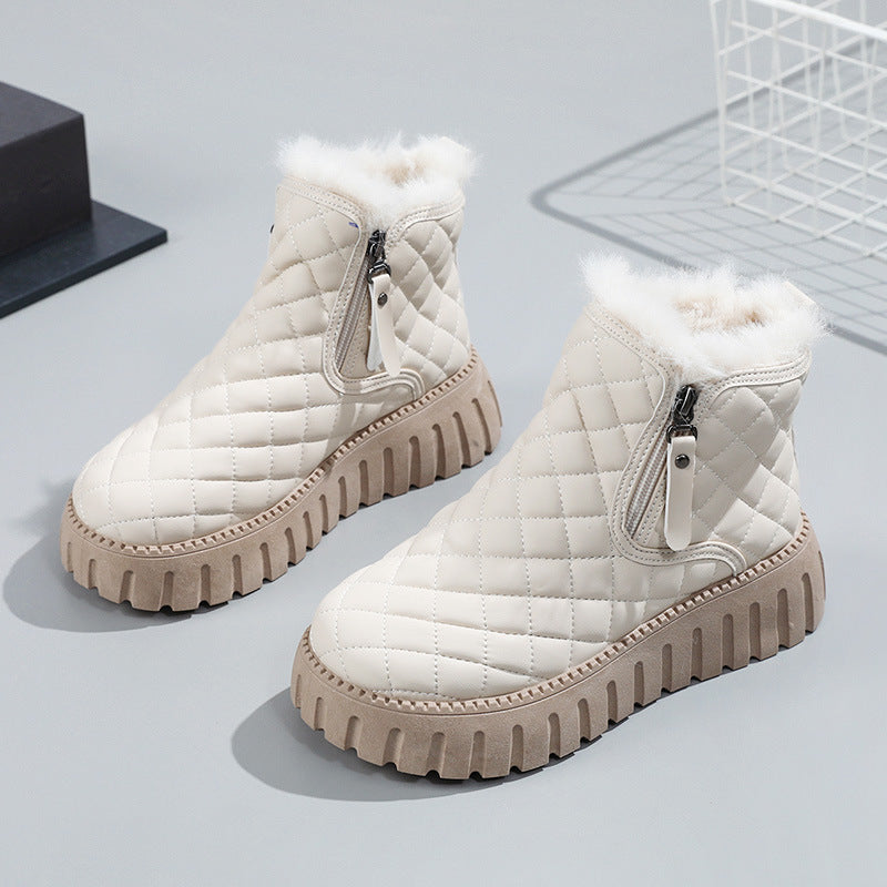 Damen Winterliche High-Top Stiefel mit weichem Innenfutter und modischem Reißverschluss R&B