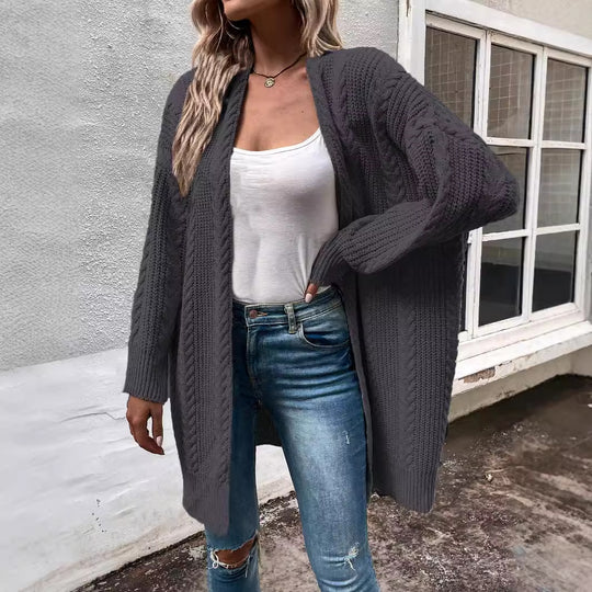 Damen Grobstrick Cardigan mit weitem Schnitt und strukturierter Optik R&B