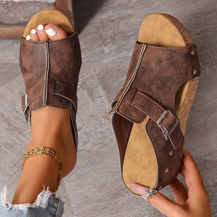 Damen modische Clogs mit verstellbarer Schnalle und korkähnlicher Sohle R&B