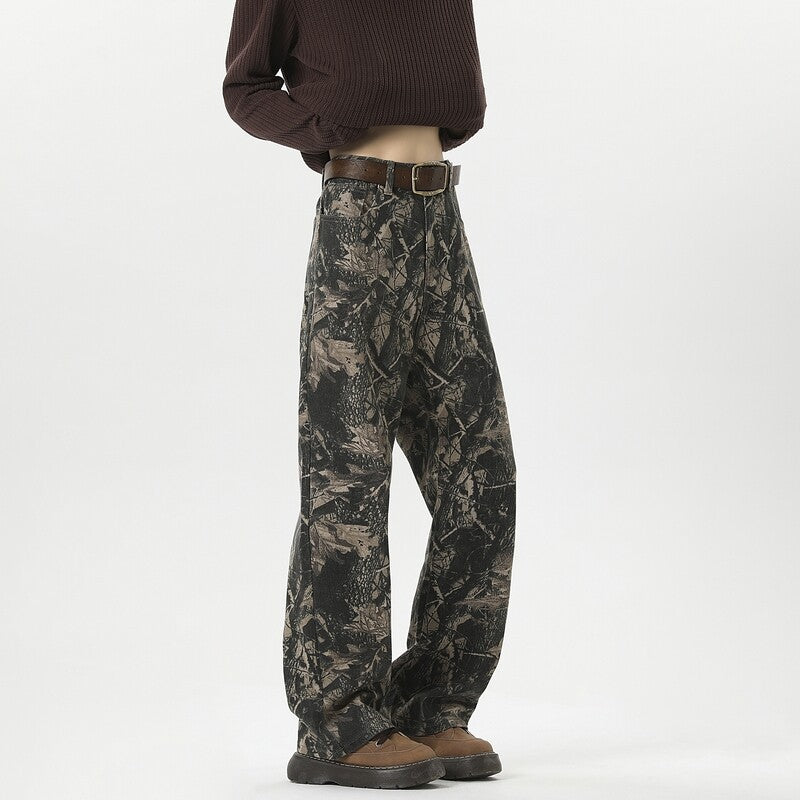 Damen Weitgeschnittene Cargohose mit geschmackvollem Camouflage-Muster