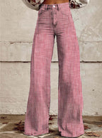 Damen Hoch geschnittene Wide-Leg Jeans mit moderner Streifenoptik R&B
