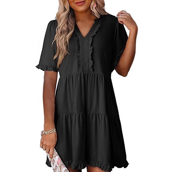 Damen luftiges Sommerkleid mit Rüschendetails R&B