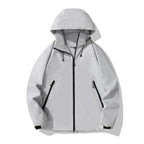 Damen wasserabweisende Outdoor-Jacke mit verstellbarem Kapuzenkragen und funktionalen Reißverschlusstaschen R&B