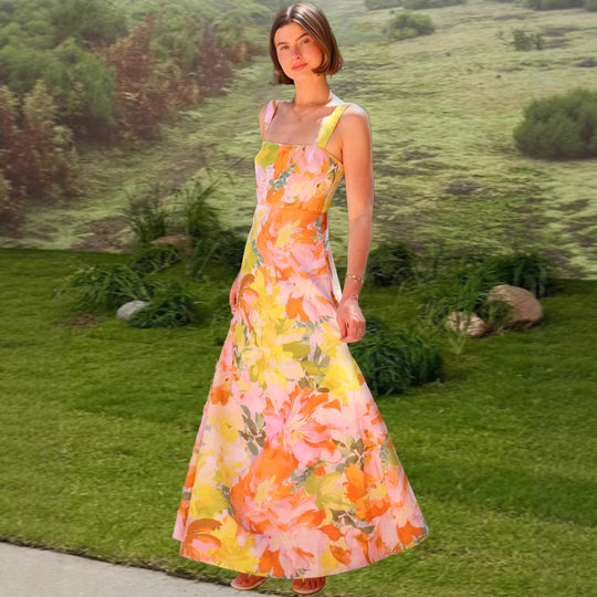 Damen Maxikleid mit floralen Mustern R&B