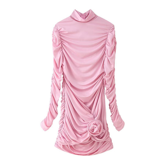 Damen elegantes Rüschenshirt mit Stehkragen und floralem Detail R&B