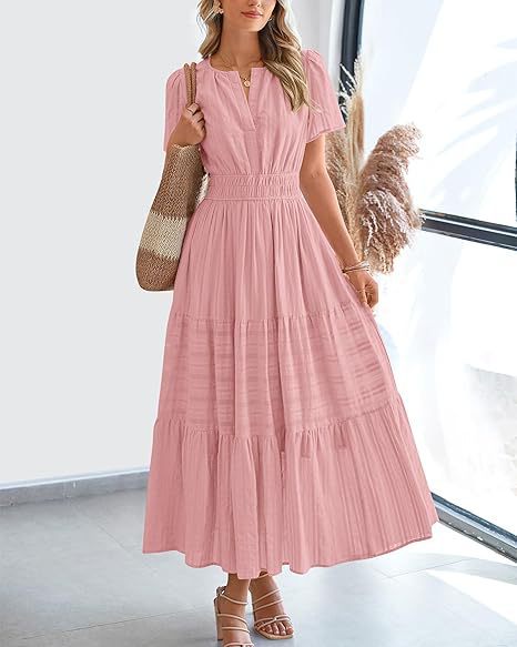Damen Maxikleid mit tailliertem Design und gestuften Saum R&B