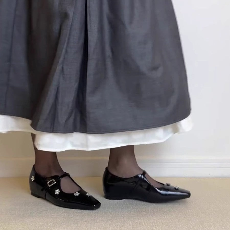 Damen Ballerina-Schuhe mit floralem Dekor und elegantem Schnallenverschluss R&B