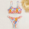 Damen Triangel-Bikini mit raffinierten Falten und floralem Design R&B