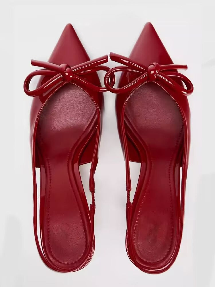 Damen Slingback-Pumps mit elegantem Schleifenakzent und spitz zulaufendem Design R&B
